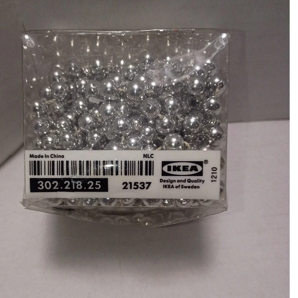 IKEA 2012 Julmys Silver Bead Garland 5.4 Yards ea Christmas Tree Decor Set of 2